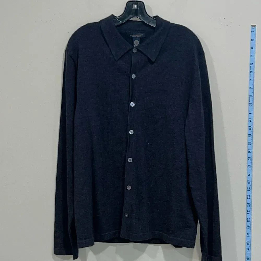 Dark Gray Button Down Merino Sweater By Banana Republic. Size Large